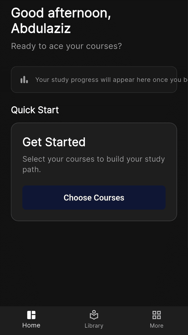 Ace-Acad Home Dashboard screen